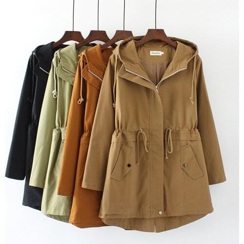 2020 New Female Windbreaker Coats High Quality Large Size 4XL Long Hooded Outerwear Loose Spring Autumn Trench Coat Women Tops