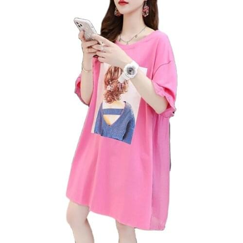Knee-Length Halter Short-Sleeved Dress Womens T-Shirt Ins Korean Loose Small Fragrance 2021 New Dress Female Summer Tops E509