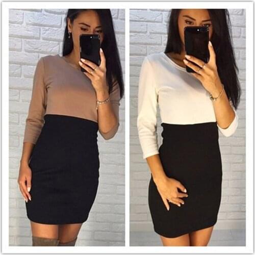 Sexy Dresses For Women Party Dresses OL Pencil Dress Autumn Three Quarter Sleeve Bodycon Ladies Casual Slim Mini Dress