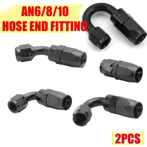 2PCS AN6 AN8 AN10 Straight 45 90 120 180 Degree Oil Fuel Swivel Hose End Fitting Oil Hose End Adaptor Kit Black