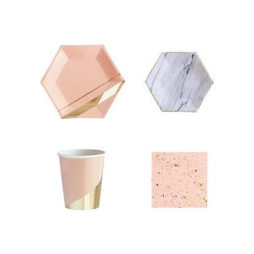 200pcs European style party set bronzing children birthday Party decorative paper cups, paper plate