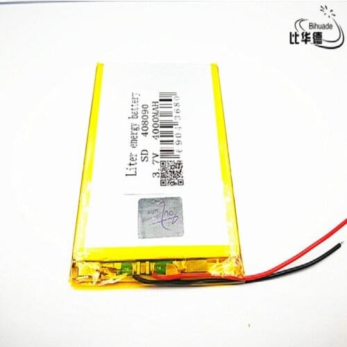 5pcs Liter energy battery Good Qulity 3.7V,4000mAH 408090 Polymer lithium ion / Li-ion battery for tablet pc BANK,GPS,mp3,mp4