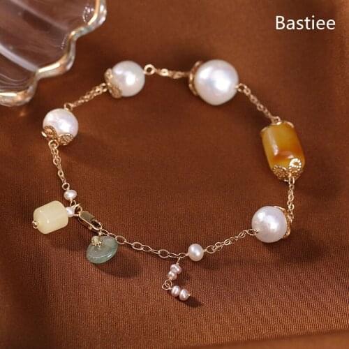 Bastiee Pearl Amber Emerald 925 Sterling Silver Bracelet For Women Bracelets Hmong Jewelry Jade Jewellery 14k Gold Plated