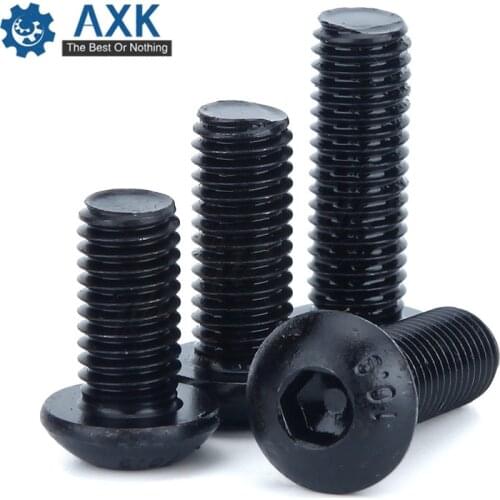 Free shipping 100PCS M5 series 10.9 round head hex socket screws M5*6/8/10/12-50mm the mushroom head high strength