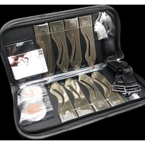 Free Shipping 8 Designs Eyebrow Template Multi-functional Drawing Set Permanent Makeup Eyebrow Line Stencil Kits