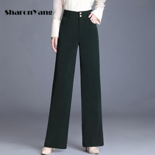 Straight Pants For Women Plus Size Casual Wide leg Pants Black Green Red High Waist Spring Autumn Lady Trousers Winter