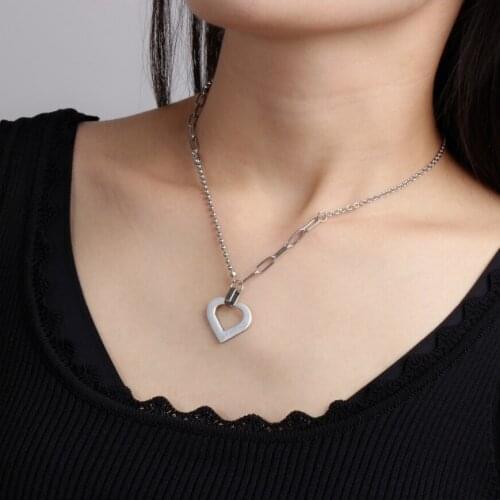 316L Stainless Steel New Fashion Upscale Jewelry Lettering Love Heart Choker Charms Thick Chain Necklaces Pendants For Women