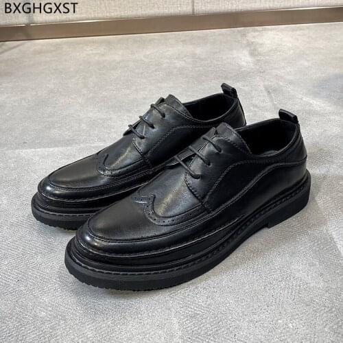 Black Brogue Leather Shoes Man Designer Mens Wedding Dress Shoes Oxford Shoes for Men 2021 Chaussure De Homme Zapatos De Hombre