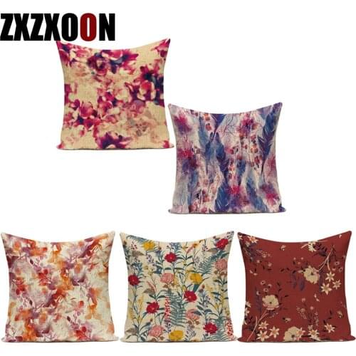 Polyester Decorative Throw Pillows Case Flower Trees Leaf Cojines Decorativos Para Sofa Cushion Cover Almofadas Cojines