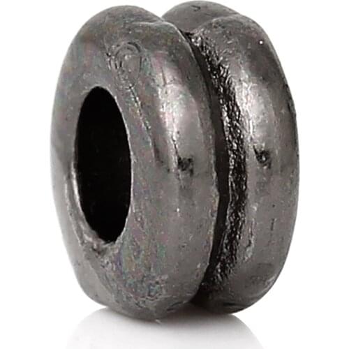 DoreenBeads Metal Spacer Beads Round Gunmetal DIY Making Earrings Bracelets Loose Beads Fashion Jewelry About 6mm x 3mm,30PCs