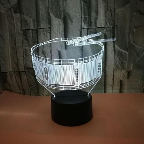 Drum 3d Night Lamp Colorful Touch Remote Control Led Vision 3d Table Lamps Lovely cartoon childrens toys Desk Lamp