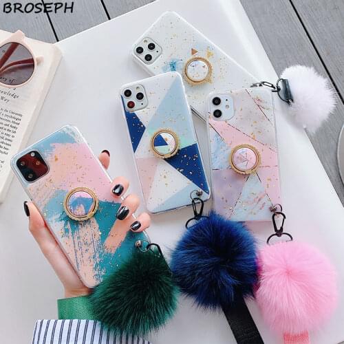 FingerRing Stand Holder Phone Case For iPhone 12 Mini 11 Pro Max Gold Foil Soft TPU Cover For iPhone 6 6s 7 8 Plus X XR XS Max