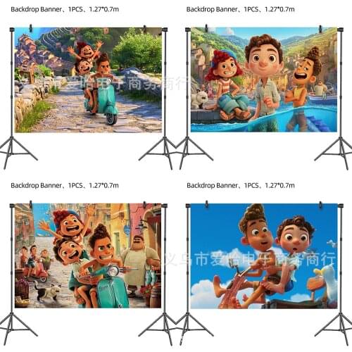 127*70cm Luca Disney Party Birthday Background Cloth House Decoration Pixar Luca Theme Layout Anime Figure Best Gift for Child