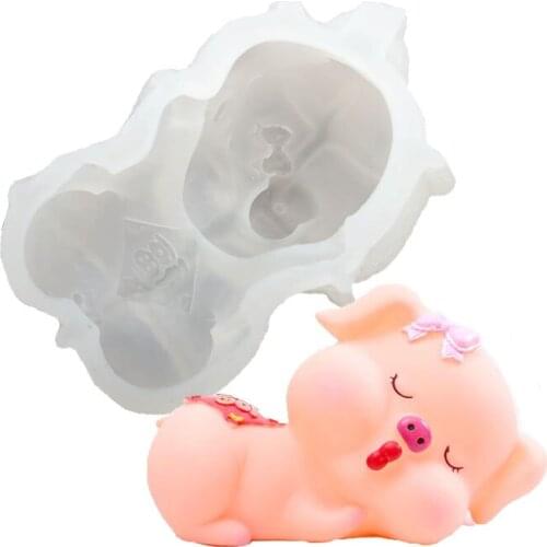 Aouke Sleeping pig Mousse Mould Decorating Molds Cake Silicone Mold Sugarpaste Candy Chocolate Gumpaste Clay Mould B109