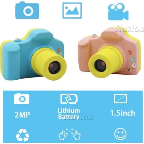 Cute Kids Mini LSR Digital Camera 2MP 1.5 inch Shoot Take Video Audio Cartoon Recorder Tiny Cam For Baby Birthday Christmas Gift