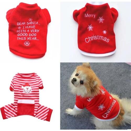 Cute Dog Puppy Christmas Santa Warm Costumes Coat Clothes Pet Apparel Shirt