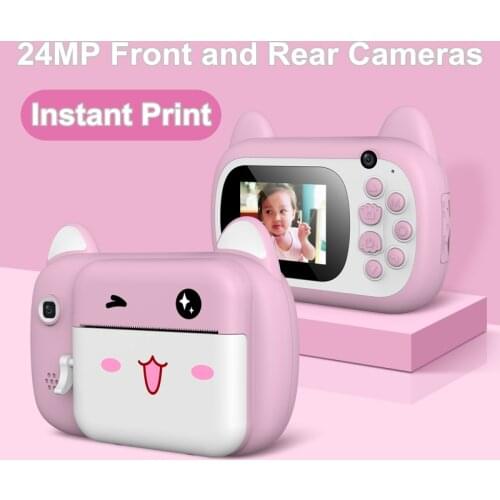 Mini childrens camera printer HD shot once imaging black and white print photos holiday gifts