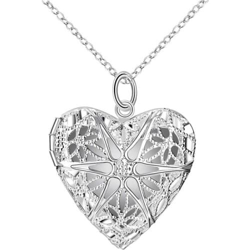 Fashion Silver color hollow frame heart pendant necklace fashion jewelry Valentines Day gift for woman good quality P185