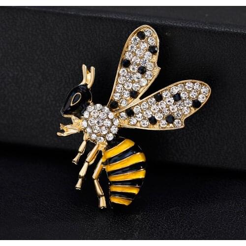Trendy Bee Insect Shape Crystal Drop Oil Brooches For Women Girl Corsage Jewelry Gifts Charm Accessories