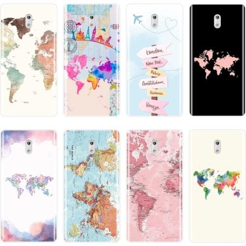 TPU Soft Silicone Phone Case For Nokia 1 2 3 5 6 8 World Map Travel Airplane Fashion Cool Back Cover For Nokia 7 Plus X6