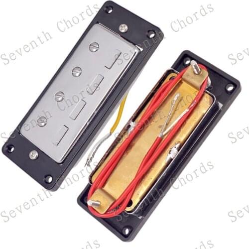 A Set of 2 Pcs Mini Chrome 4 string Bass Guitar Humbucker Pickups with Black Ring guitar accessories