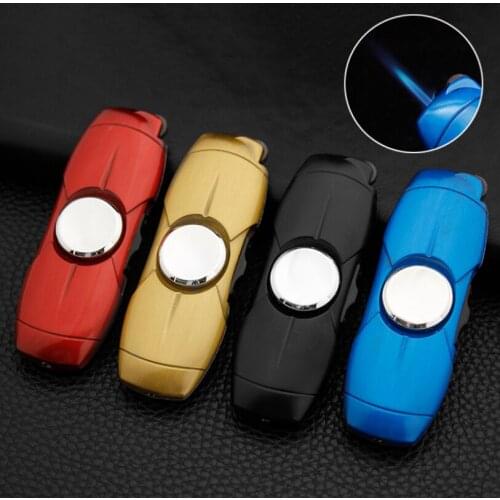 Creative fingertip gyro inflatable gas cigarette lighter cool windproof Jet Flame individuality metal funny butane igniter gift