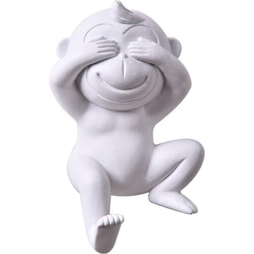 ANIMALS WALL DECOR 3D THREE WISE MONKEYS HOOK RACK ART LIVING ROOM OFFICE KIDS ROOM WHITE AND BLACK CONTRACTED BACKGROUND R682