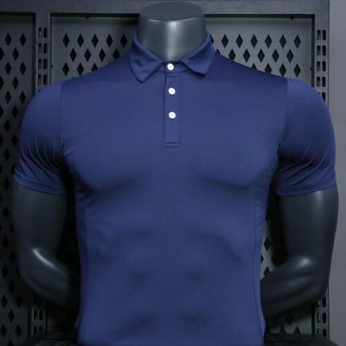 2021 new brand mens T-shirt top lapel short-sleeved shirt fashion mens hot fitness T-shirt sports top golf shirt