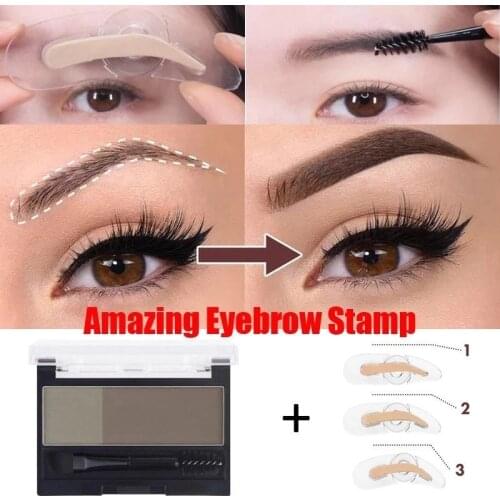 New Adjustable Eyebrow Stamp Waterproof Long Lasting Eyebrow Cream Eye brow Enhancers Smooth Powder Palette Eye brow Pigment