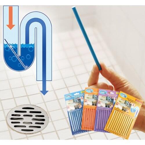 12Pcs/1 pack Sani Sticks Sewer Cleaning Tools Oil Decontamination Kitchen Toilet Bathtub Drain Hair Cleaner Sewer Cleaning Rod