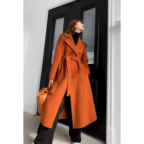 High-end Albaka suit collar double-sided cashmere coat woolen coat women 21 new