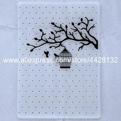 Branch Birdcage Dots Plastic Embossing Folder For Scrapbook DIY Album Card Tool Plastic Template 10.4x14.6cm 9081655