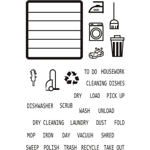 Clear Housework Stamps Planner Stamp Sheet planner Journal stamps Custom Planner Stamps