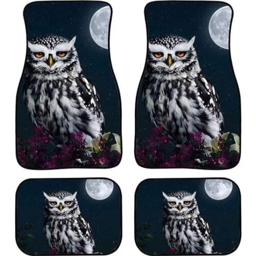 Moon Owl Print Rubber Car Floor Mat 4 Piece For Auto Suvs Vans Trucks All Season For Women Men For Audi A4 A5 Sportba