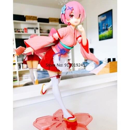 Japanese Anime Original Genuine Re:Zero kara Hajimeru Isekai Seikatsu REM RAM kimono PVC Action Figure cute girls Toys Doll