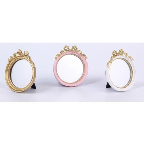 European style retro sweet bow mirror creative portable mirror Earrings display rack bow dessert cake plate decorative mirrors
