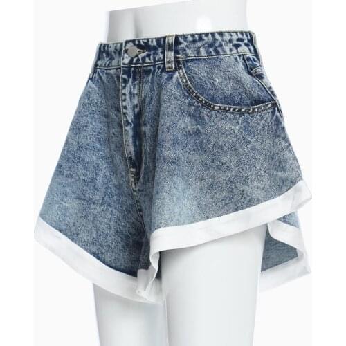 2021 Spring Summer Fashion Ruffled Big Swing Hit White Denim Shorts Hot Pants High Quality Women Clothing High Waist Shorts