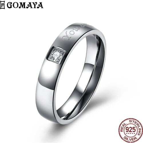 GOMAYA Rings For Women Lovers' Clear Cubic Zirconia Carve Letter You Are My Valentines Day Romantic Gift Fashion Jewelry Gift