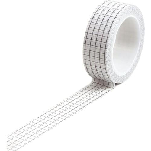 1PCS Black And White Grid Washi Tape Japanese Paper DIY Planner Masking Tape Adhesive Tapes Stickers Decorative Stationery Tapes