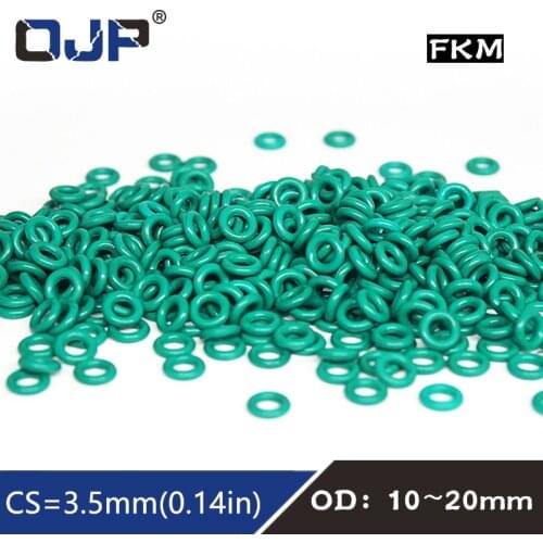 10PCS/lot Rubber Ring Green FKM O ring Seal 3.5mm Thickness OD10/11/12/13/14/15/16/17/18/19/20mm Rubber ORing seal Gasket Washer