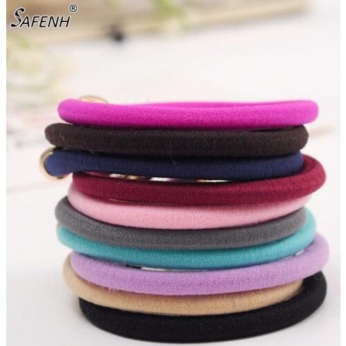 10pcs Super Quality Ponytail Elastic Holders Hair Accessories Nylon Colorful Gold Plated Button Girl Women Rubberbands Tie Gum