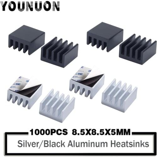 1000Pcs YOUNUON 8.8*8.8*5mm Heatsink Cooling Aluminum Heat Sink for Raspberry Pi, Chip, LED, Power IC Transistor, Module PBC