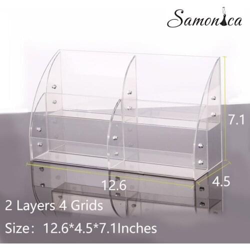 2 Layers 4 Grids Mask Jewelry Display Stand Cosmetic Organizer Storage Rack Detachable Shelf Counter Display Equipment