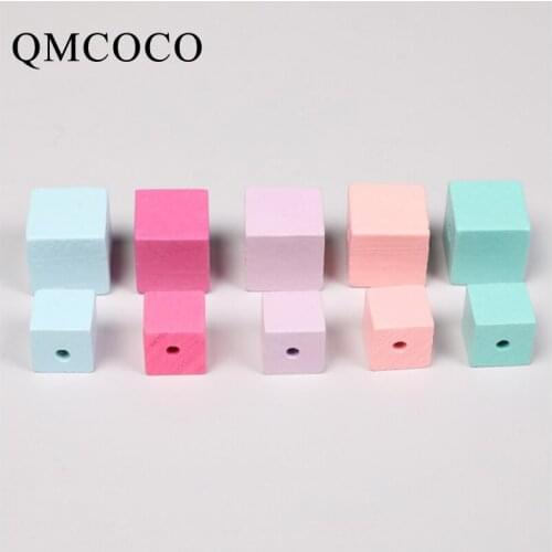 DIY 20Pcs Colorful Square Wooden Beads Handmade Custom Fashion Decorations CraftsJewelry Childrens Educational Toys Accessories