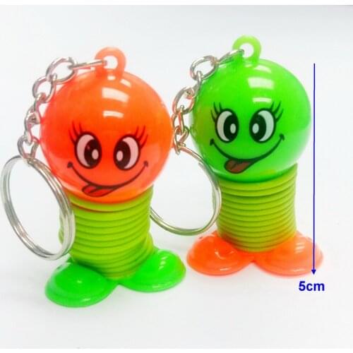 4pcs Happy smile Spring Jump Ups E465 key chain Boys Kids Toys Birthday Party Pinata Bag Filler Loot Favors Gift Prizes Novelty