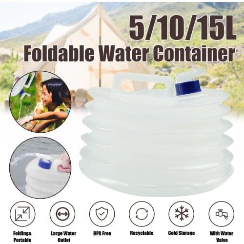 5/10/15L Foldable Water Container Food Grade PE Camping Water Bottle Multifunction Telescopic Storage Water Bag