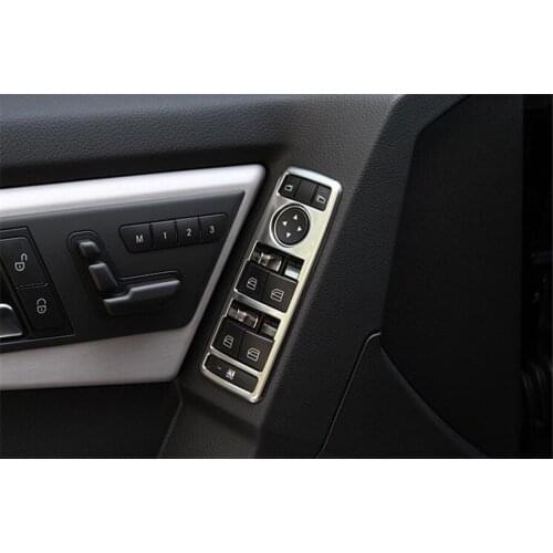 5x Car Interior Window Lift Button Switch Trim Frame Cover Decor Sequins For Mercedes Ben-z Class A B C E GLK ML GL GLA