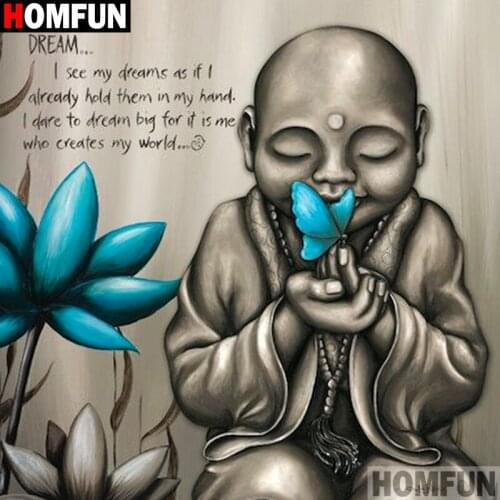 HOMFUN Full Square/Round Drill 5D DIY Diamond Painting "Religious Buddha" Embroidery Cross Stitch 5D Home Decor A07241