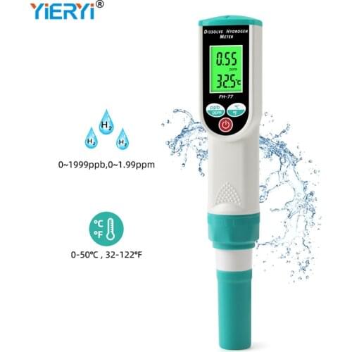 2 in 1 Temp Dissolved Hydrogen Meter Digital LCD Display Analyzer Water Quality Tester Detector for Drinking Water Laboratory
