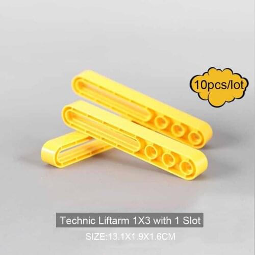 10pcs/lot Big Bricks Technic Liftarm 1x3 dots with 1 Slot Building Blocks Parts DIY Creative Toys Compatible All Brands Toys
